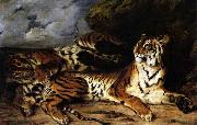 Eugene Delacroix A Young Tiger Playing with its Mother oil painting artist